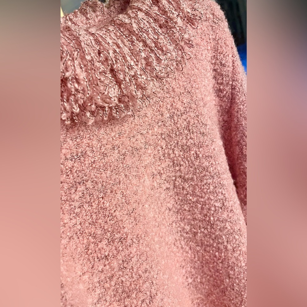 Ruby Rd. Pink Cowl Neck Sweater with Fringe - Picture 4 of 5